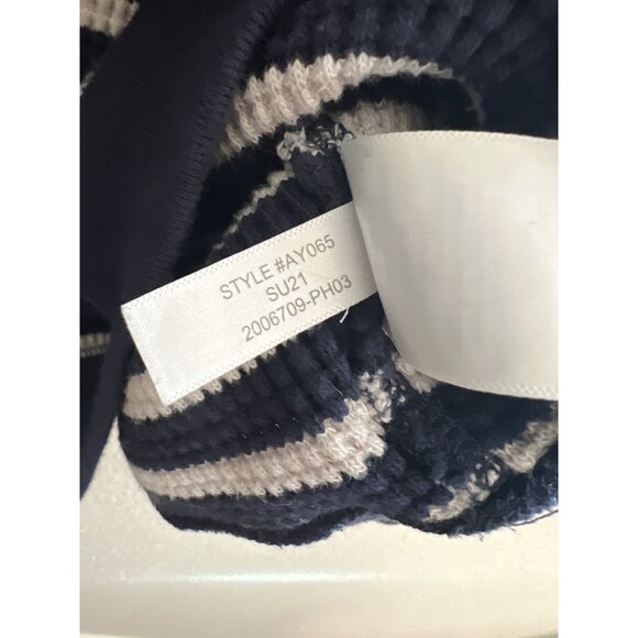 J Crew Waffle Knit Navy Stripe Sweater Relaxed Women XL Nautical Cotton - Picture 8 of 8